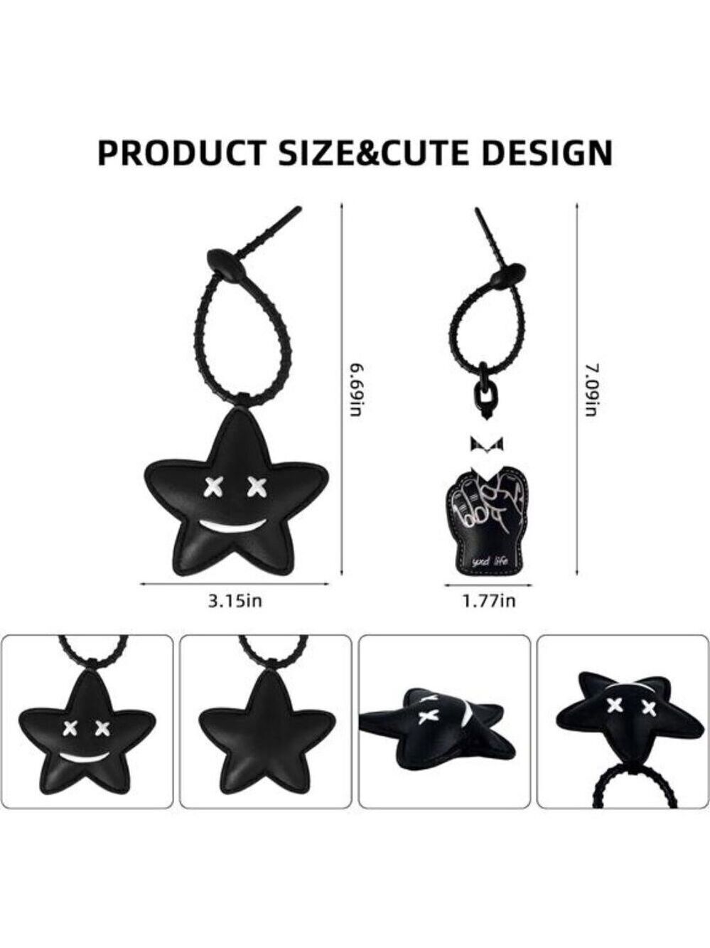 2Pcs Leather Bag Charms for Handbag Funny Black Purse Charms finger Star - Picture 4 of 9